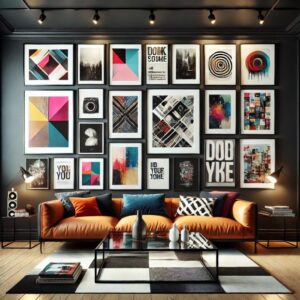 How to Use A Picture Hanging Rail for Perfect Home Decor 1 A living room with lots of picture frames hanging on the wall